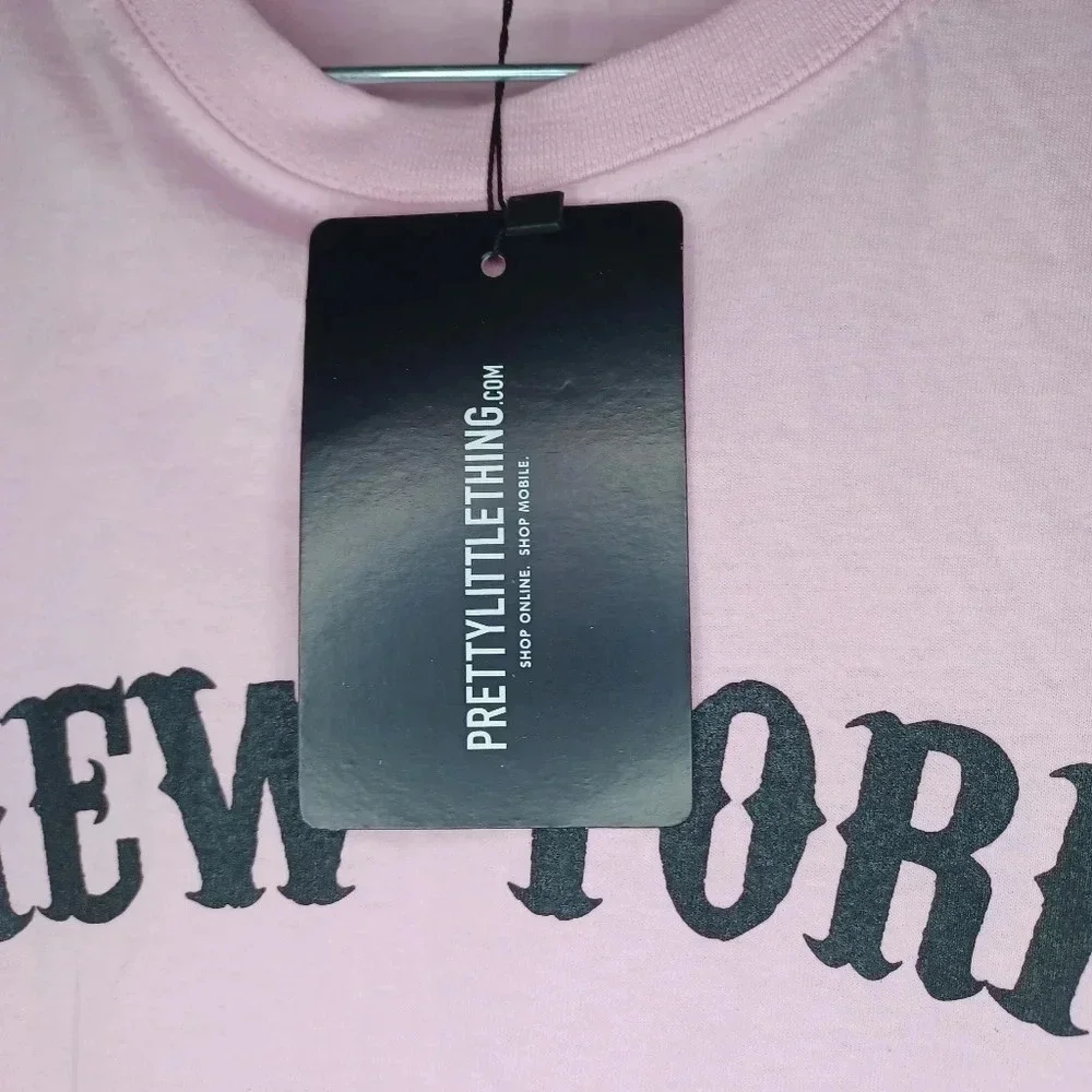 Prettylittlething baby pink New York t-shirt NWT - Picture 5 of 8